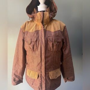 Women’s Brown Two-Tone Ski & Snow Jacket with Hood